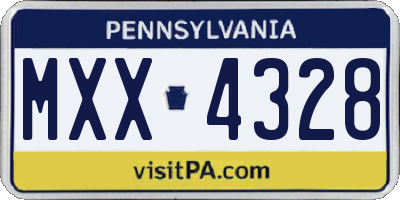 PA license plate MXX4328