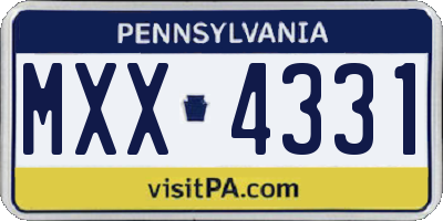PA license plate MXX4331