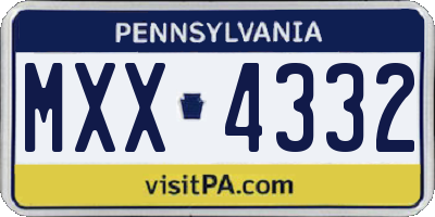 PA license plate MXX4332