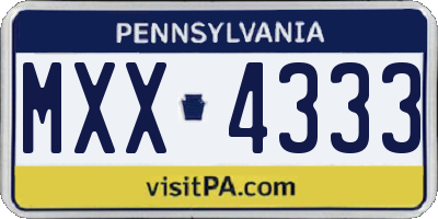 PA license plate MXX4333