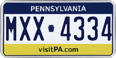 PA license plate MXX4334