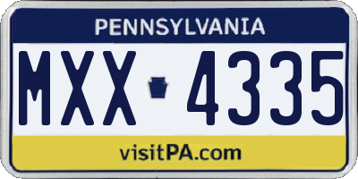 PA license plate MXX4335