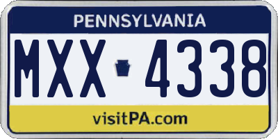 PA license plate MXX4338