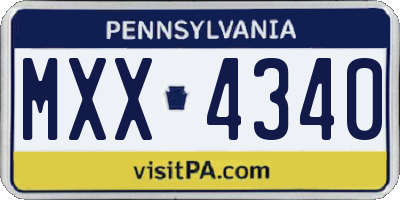 PA license plate MXX4340