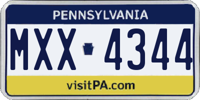PA license plate MXX4344