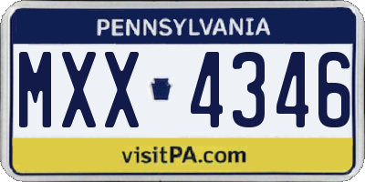PA license plate MXX4346