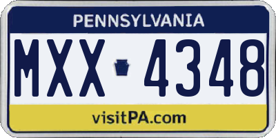 PA license plate MXX4348