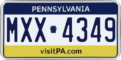 PA license plate MXX4349