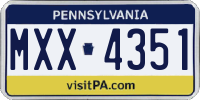 PA license plate MXX4351