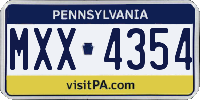 PA license plate MXX4354