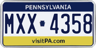 PA license plate MXX4358