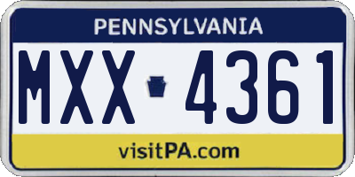PA license plate MXX4361