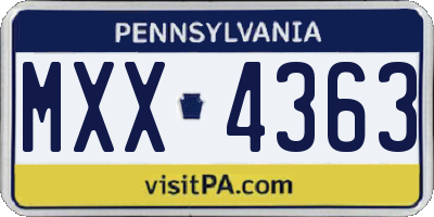 PA license plate MXX4363