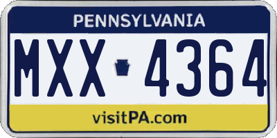PA license plate MXX4364