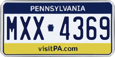 PA license plate MXX4369