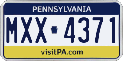 PA license plate MXX4371