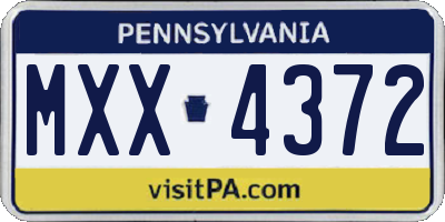 PA license plate MXX4372