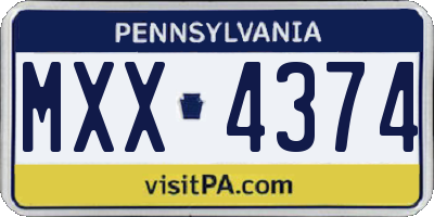 PA license plate MXX4374