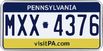 PA license plate MXX4376