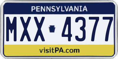 PA license plate MXX4377