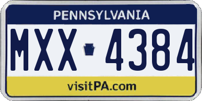 PA license plate MXX4384