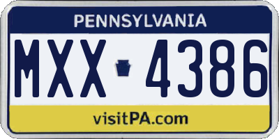 PA license plate MXX4386