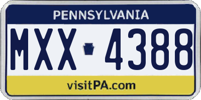 PA license plate MXX4388