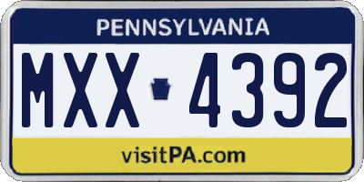 PA license plate MXX4392