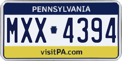 PA license plate MXX4394