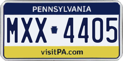 PA license plate MXX4405