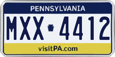 PA license plate MXX4412