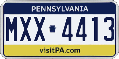 PA license plate MXX4413