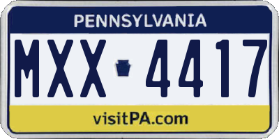 PA license plate MXX4417