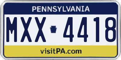 PA license plate MXX4418