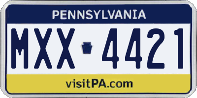 PA license plate MXX4421
