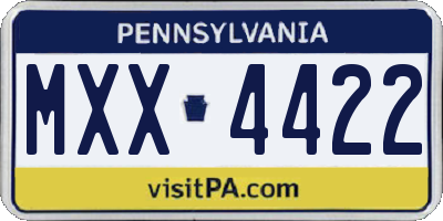 PA license plate MXX4422