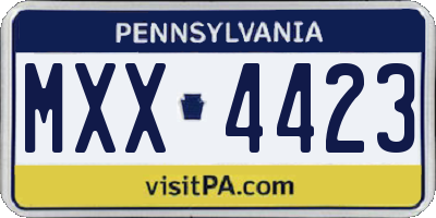 PA license plate MXX4423