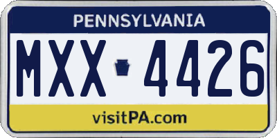 PA license plate MXX4426