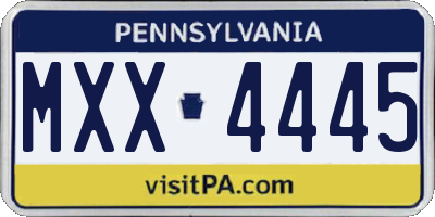 PA license plate MXX4445
