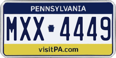 PA license plate MXX4449
