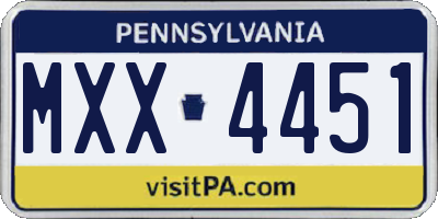 PA license plate MXX4451
