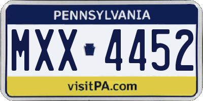 PA license plate MXX4452