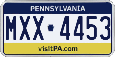 PA license plate MXX4453