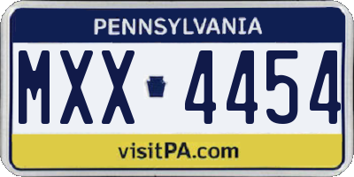 PA license plate MXX4454