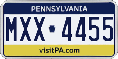 PA license plate MXX4455