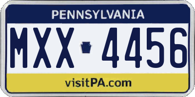 PA license plate MXX4456