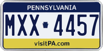 PA license plate MXX4457