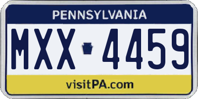 PA license plate MXX4459