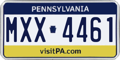 PA license plate MXX4461