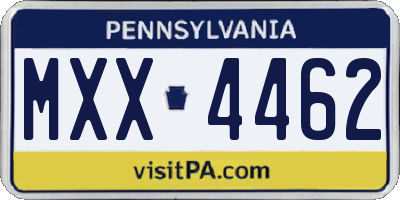 PA license plate MXX4462